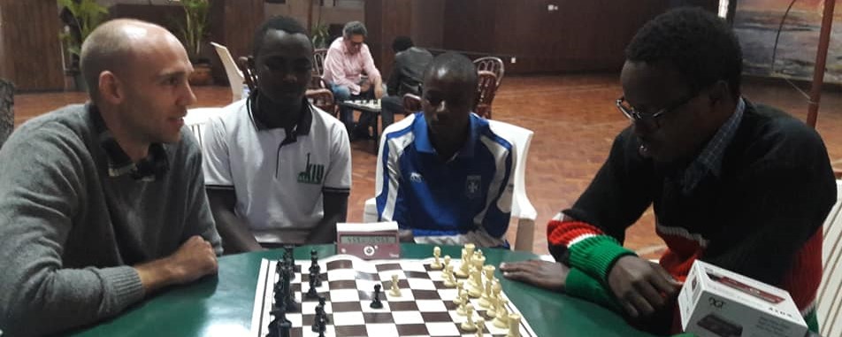 GM Smerdon (left) takes on Akello Atwoli